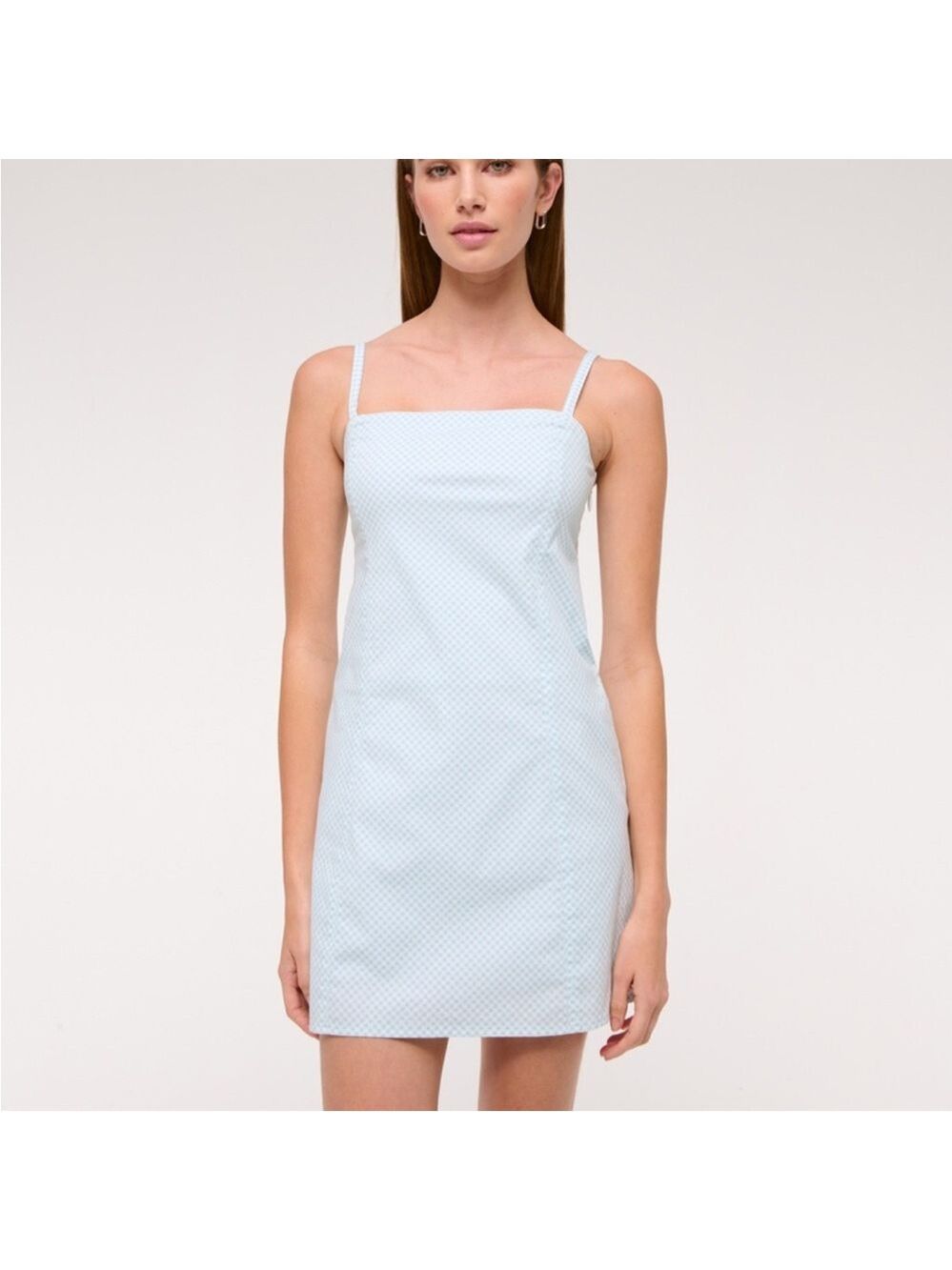 Abercrombie & Fitch Light Blue Gingham Stretch Skort
